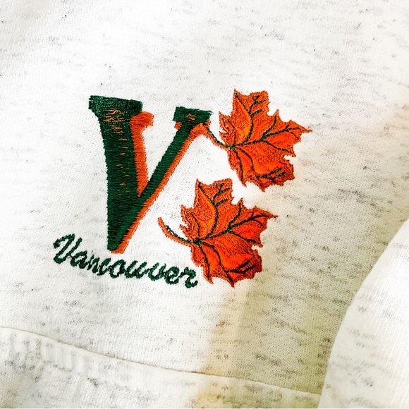 VINTAGE 90s Heather Gray Vancouver Embroidered Sweatshirt - Picture 7 of 14